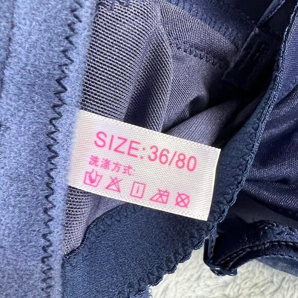 Push Up Deep Cup Bra Blue & Gold lace with adjustable straps Size 36 c/d - Picture 3 of 6